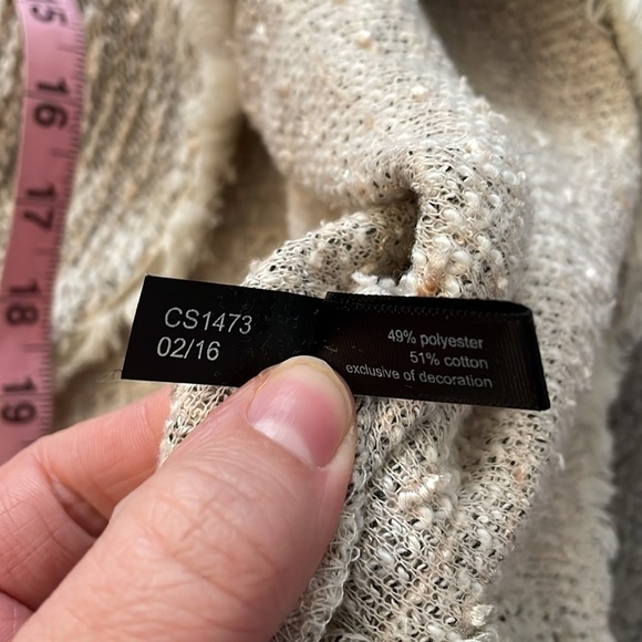 The Limited Cream Textured Tweed Fringe Sweater Shirt | Size Medium - Picture 11 of 11